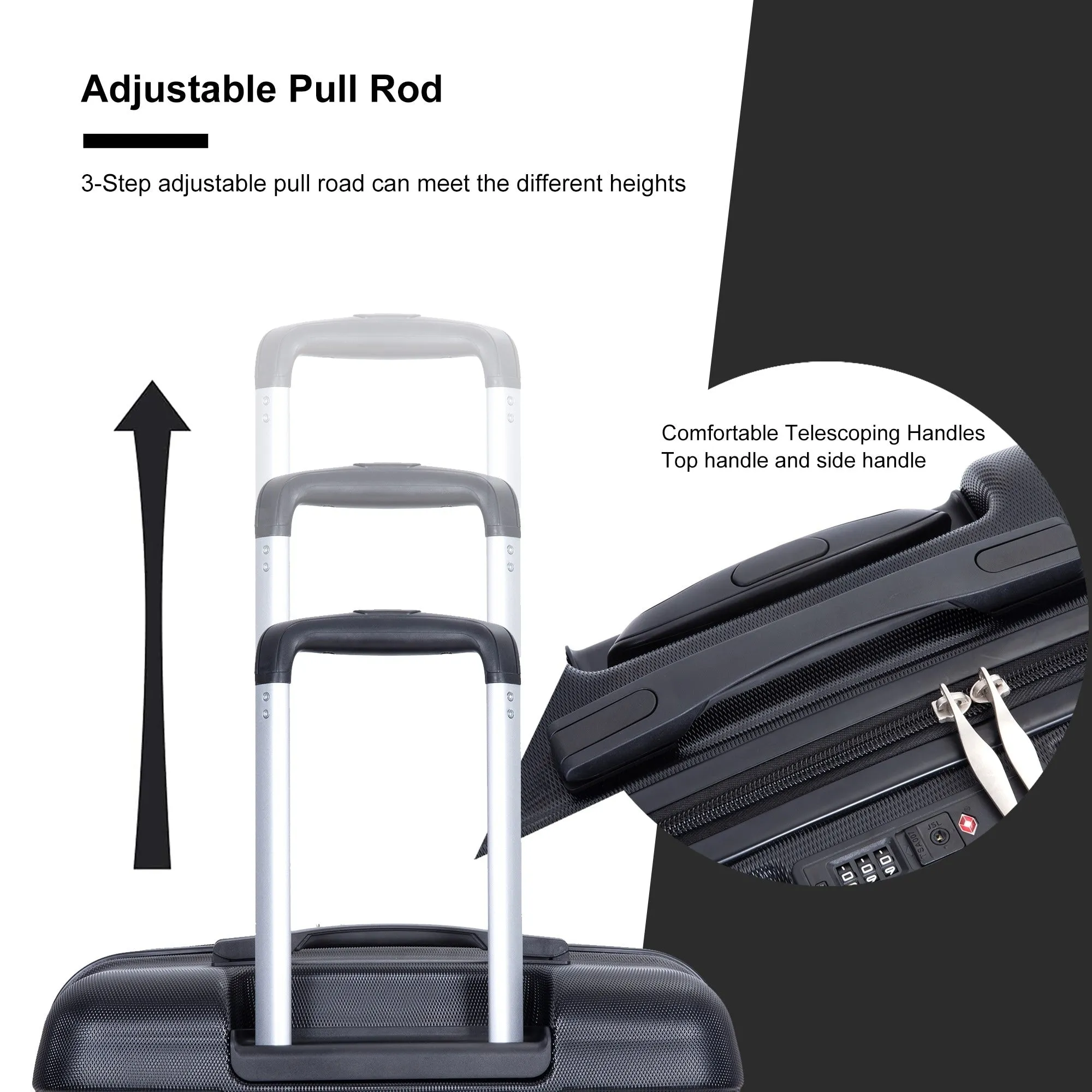 3-Piece Lightweight Luggage Set with TSA Lock and Spinner Wheels