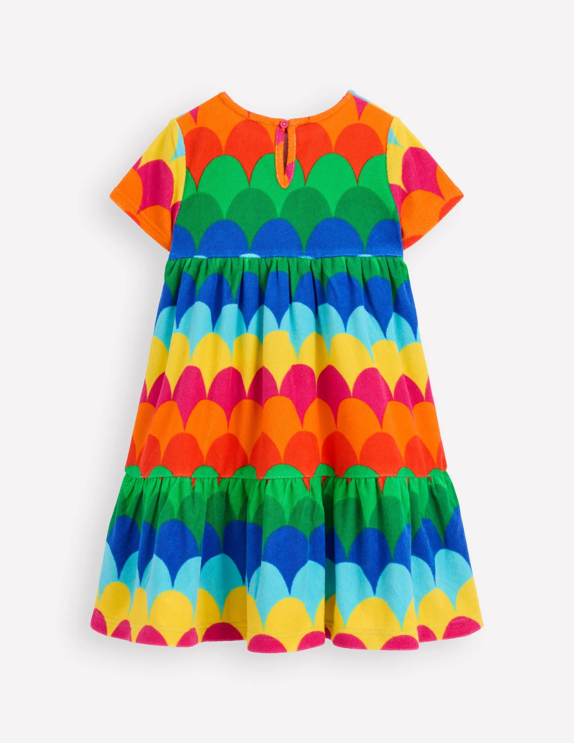 Ariel Twirly Towelling Dress-Multi Scallop Stripe