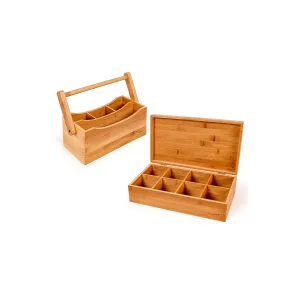 Berghoff Bamboo Tea Box Set 2Pc (Flatware Caddy 9.75" & Tea Box 12") - Cream NATURAL ONE SIZE