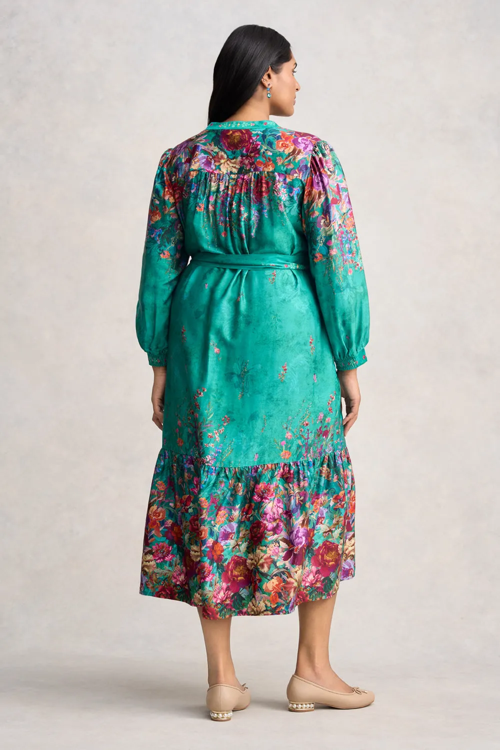 Border Print Shirt Dress - Jade Botanical Print