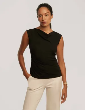 Cap Sleeve Cowl Neck Top- Sale