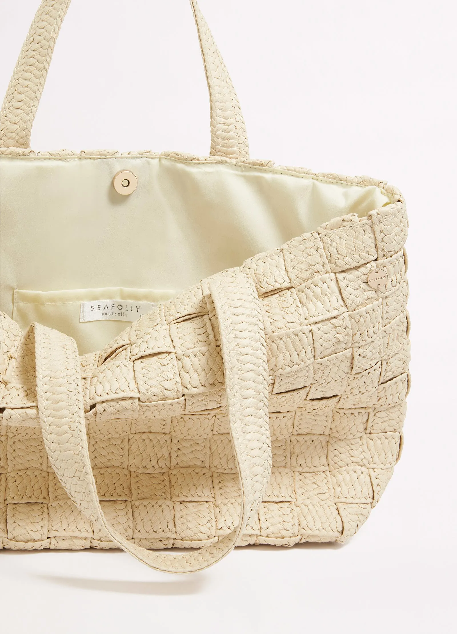 Criss Cross Woven Tote - Natural