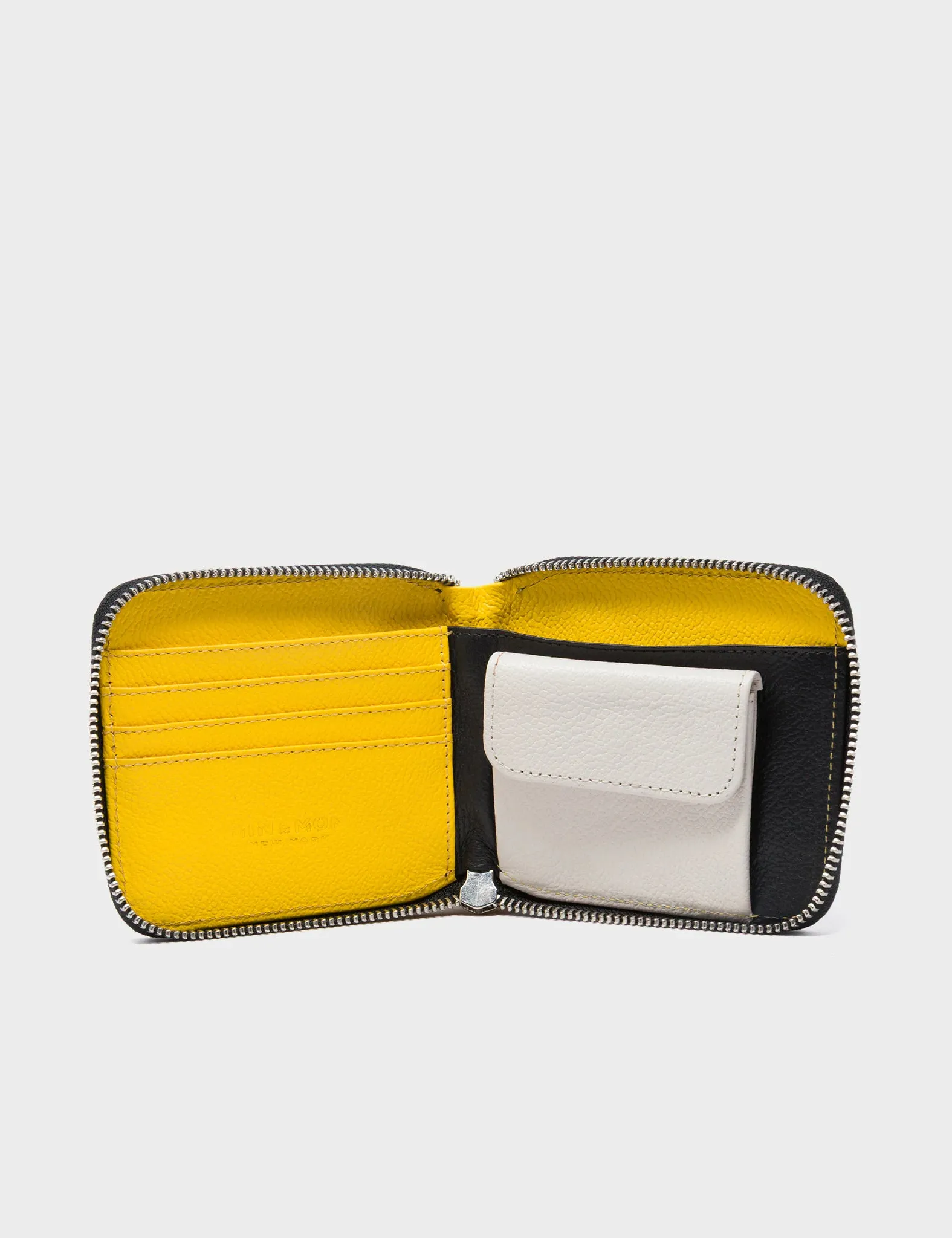 Fedor Black Leather Wallet - Metal Platform Print