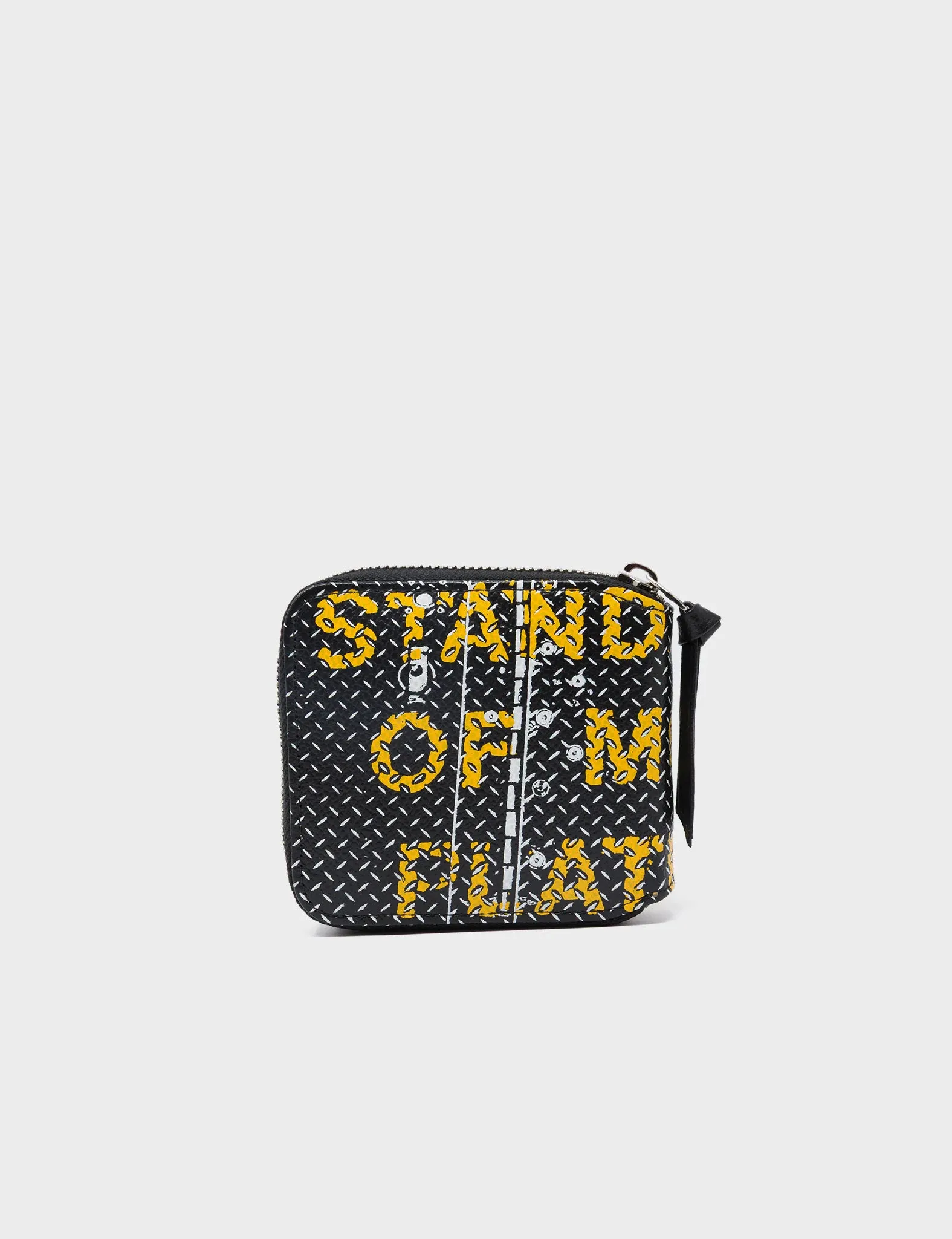 Fedor Black Leather Wallet - Metal Platform Print