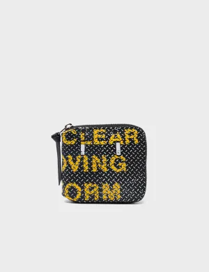 Fedor Black Leather Wallet - Metal Platform Print