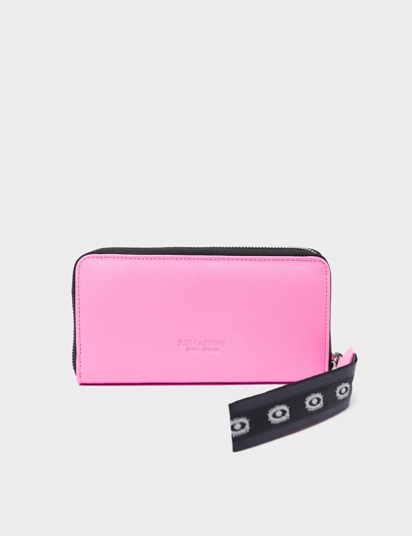 Francis Bubblegum Pink Leather Wallet - Eye Love New York Embroidery