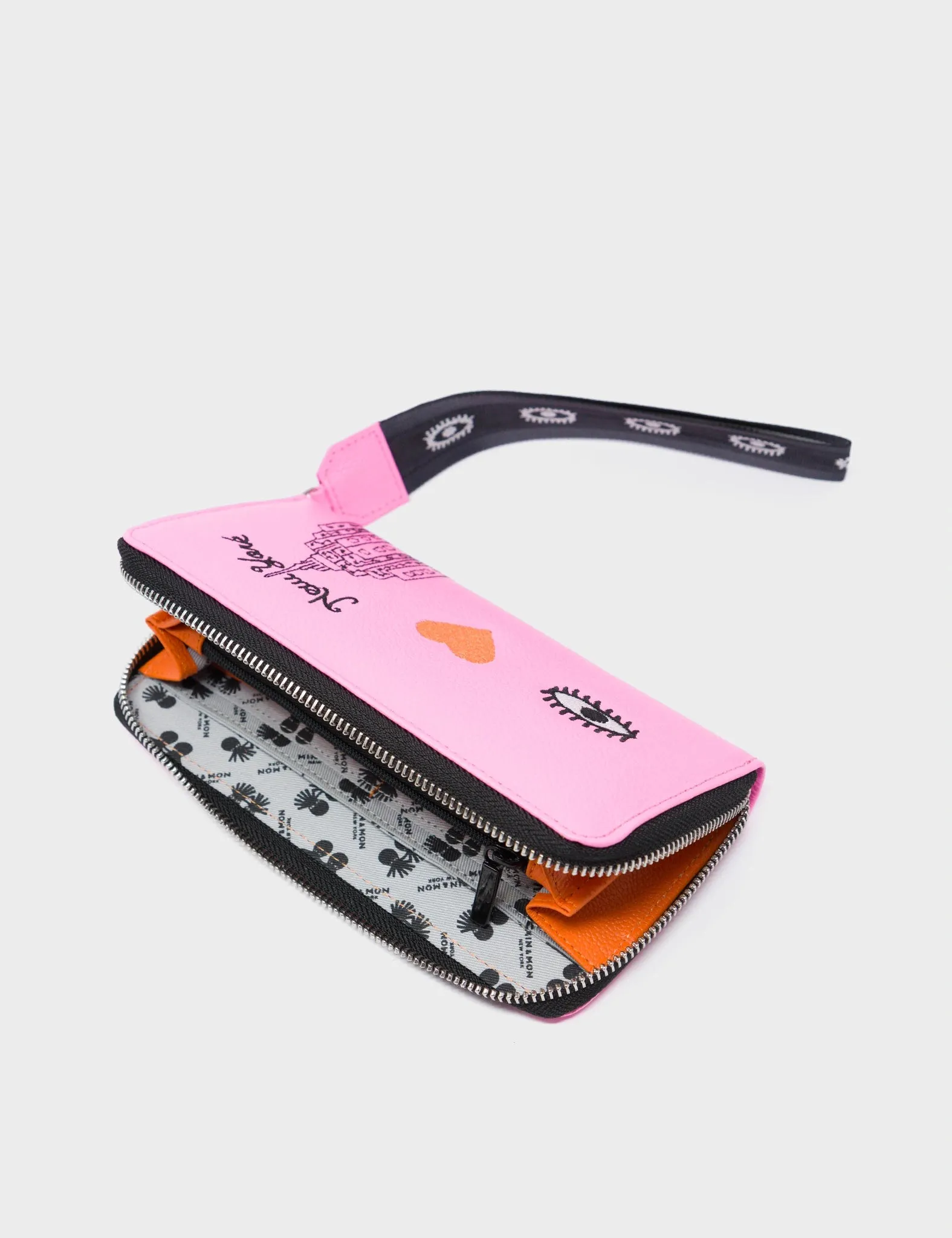 Francis Bubblegum Pink Leather Wallet - Eye Love New York Embroidery
