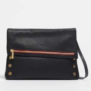 Hammitt VIP Lrg Oversized Crossbody Clutch Black/Brushed Gold Red Zip