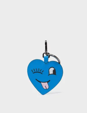 Hearty Smile Charm - Ibiza Blue Leather Keychain