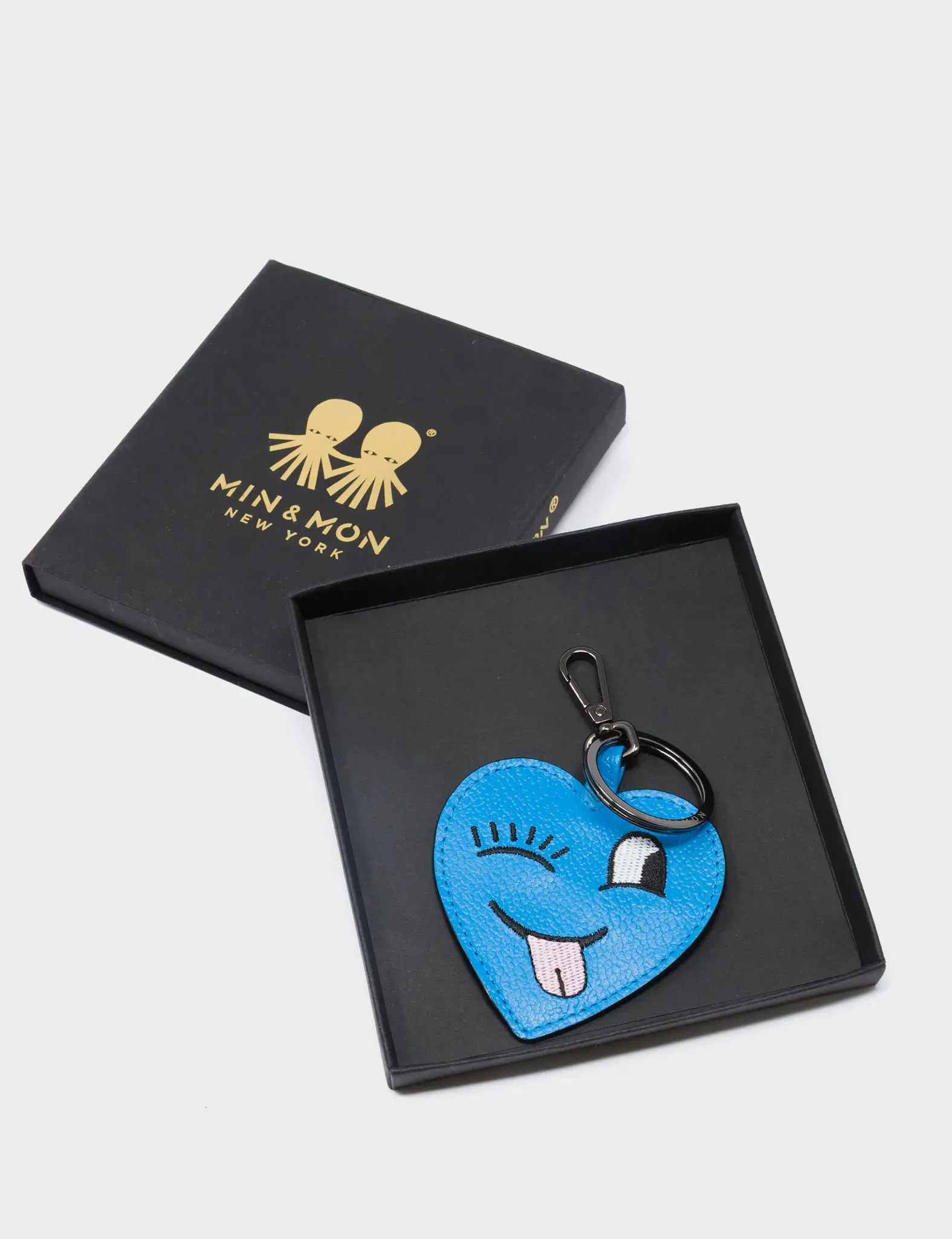 Hearty Smile Charm - Ibiza Blue Leather Keychain