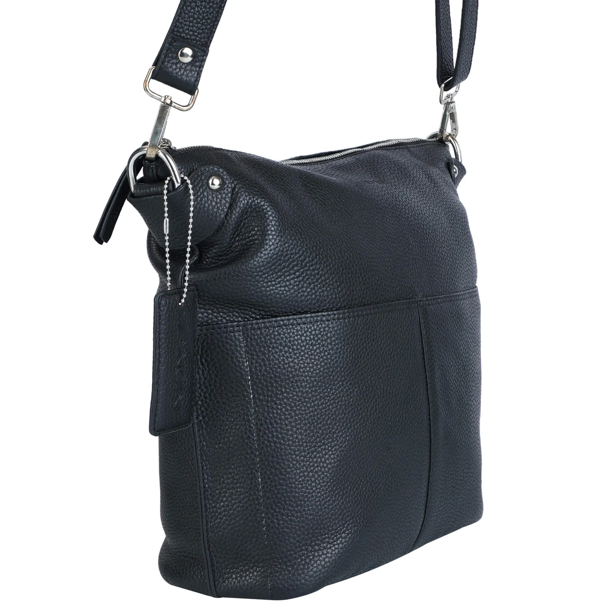 Mancini Pebbled Susan Crossbody Hobo