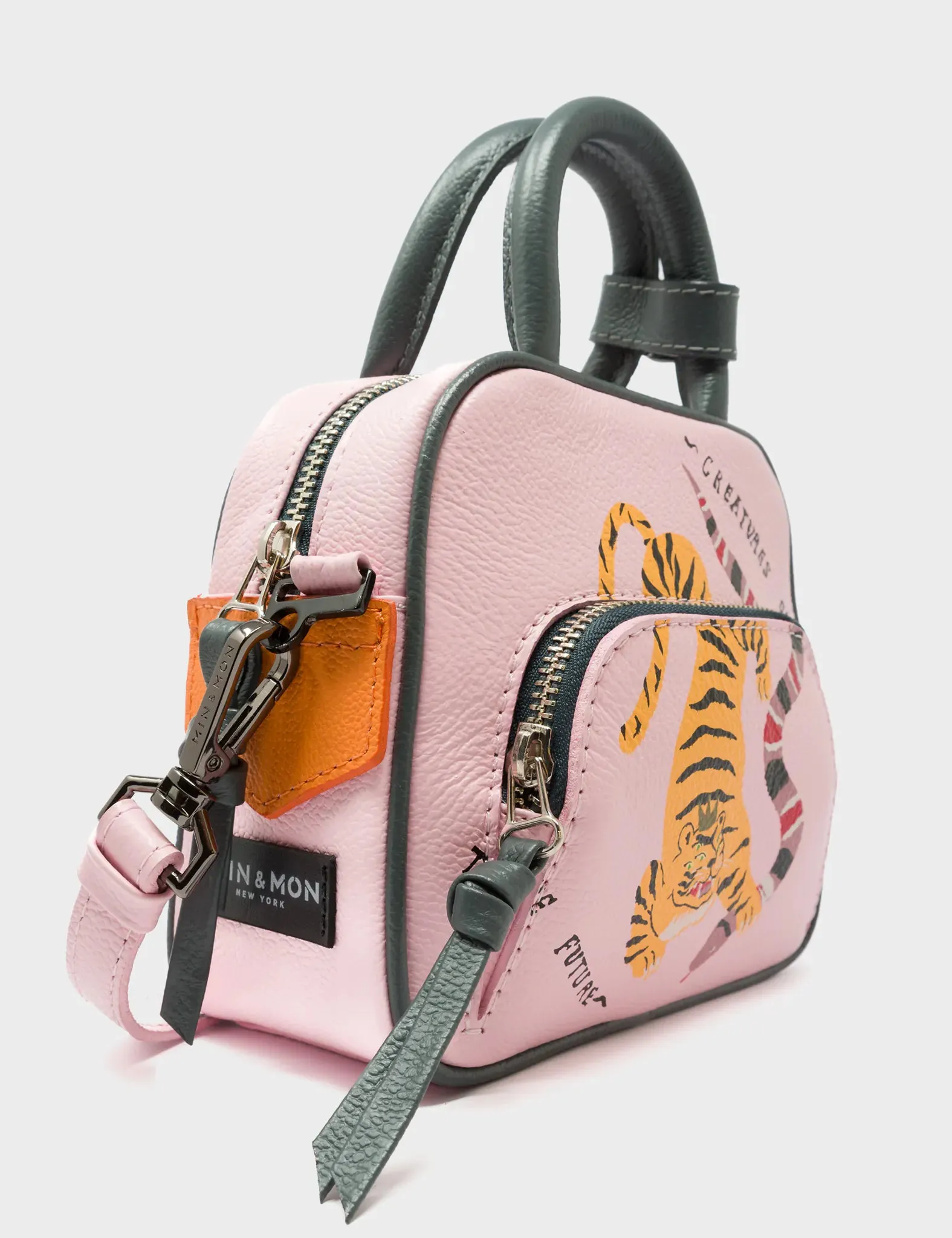 Marino Mini Crossbody Parfait Pink Leather Bag - Creatures of the Future Design