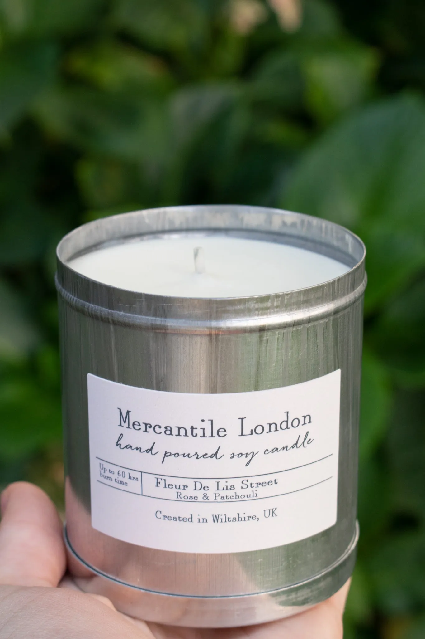 Mercantile London Fleur De Lis Street Rose And Patchouli Tin Candle