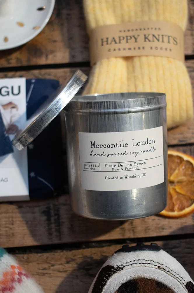 Mercantile London Fleur De Lis Street Rose And Patchouli Tin Candle