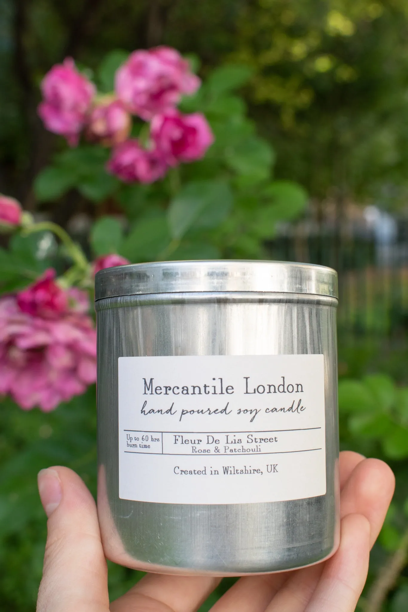 Mercantile London Fleur De Lis Street Rose And Patchouli Tin Candle