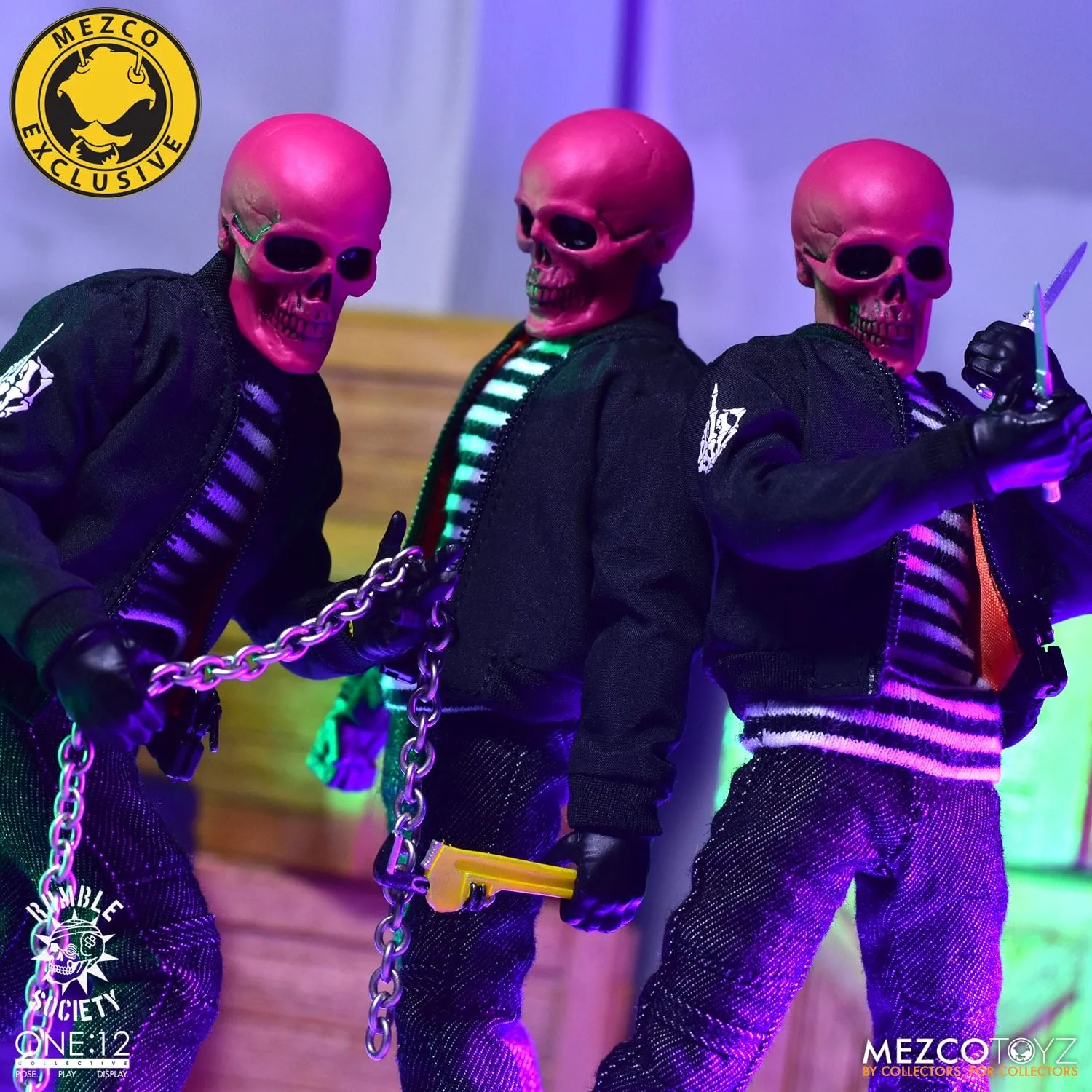 Mezco Toyz ONE:12 Collective: Rumble Society Pink Skulls Chaos Club Fall Exclusive Action Figure