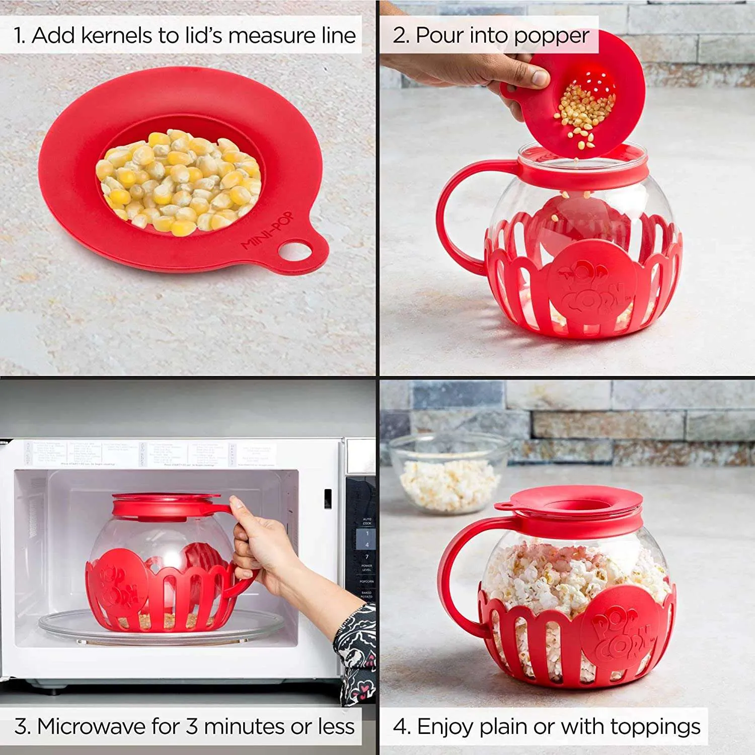 Micro-Pop Popcorn Popper, With 3-in-1 Lid - Ecolution