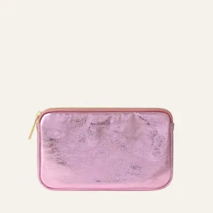 Millie Pouch | Metallic Pink with Gold hardware