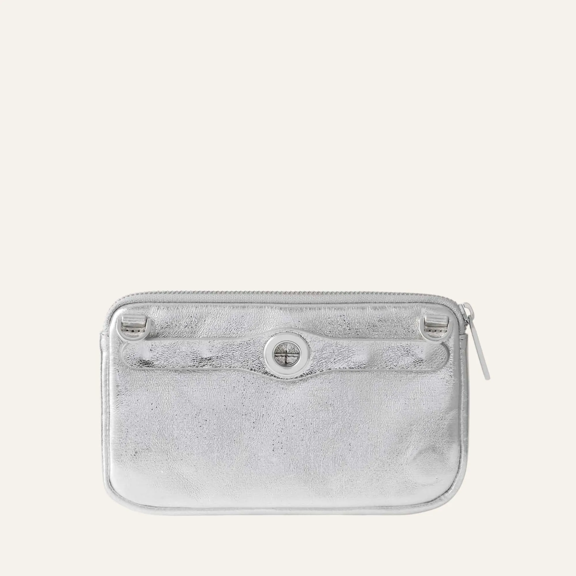 Millie Pouch | Metallic Silver with Silver hardware