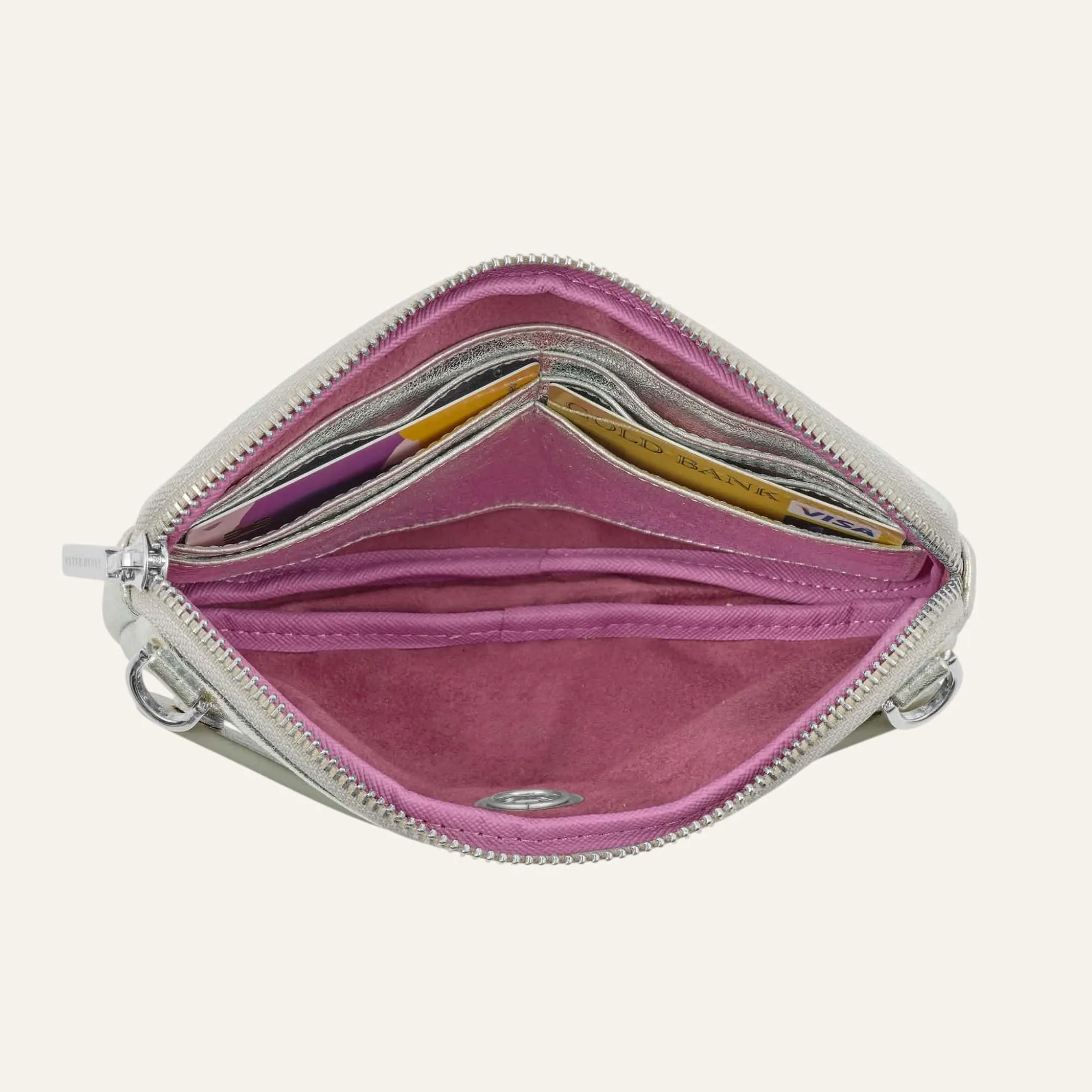 Millie Pouch | Metallic Silver with Silver hardware