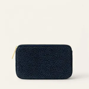 Millie Pouch | Navy Leopard with Gold hardware