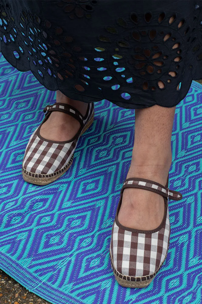 Naguisa Peonia Brown Check Mary Janes