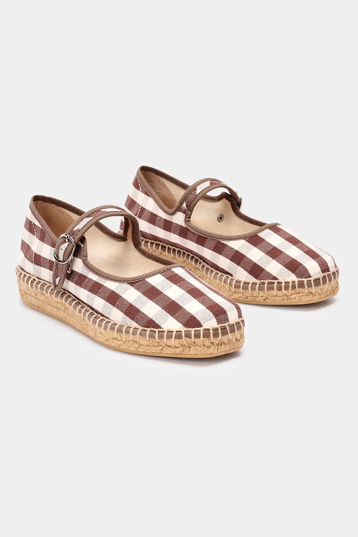 Naguisa Peonia Brown Check Mary Janes