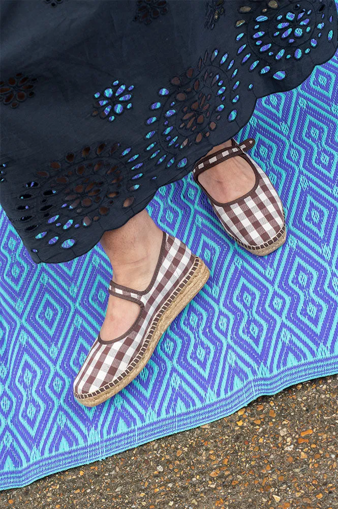 Naguisa Peonia Brown Check Mary Janes