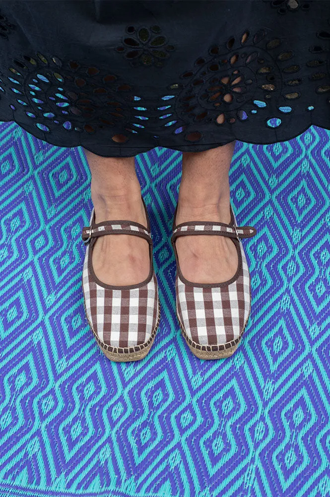 Naguisa Peonia Brown Check Mary Janes