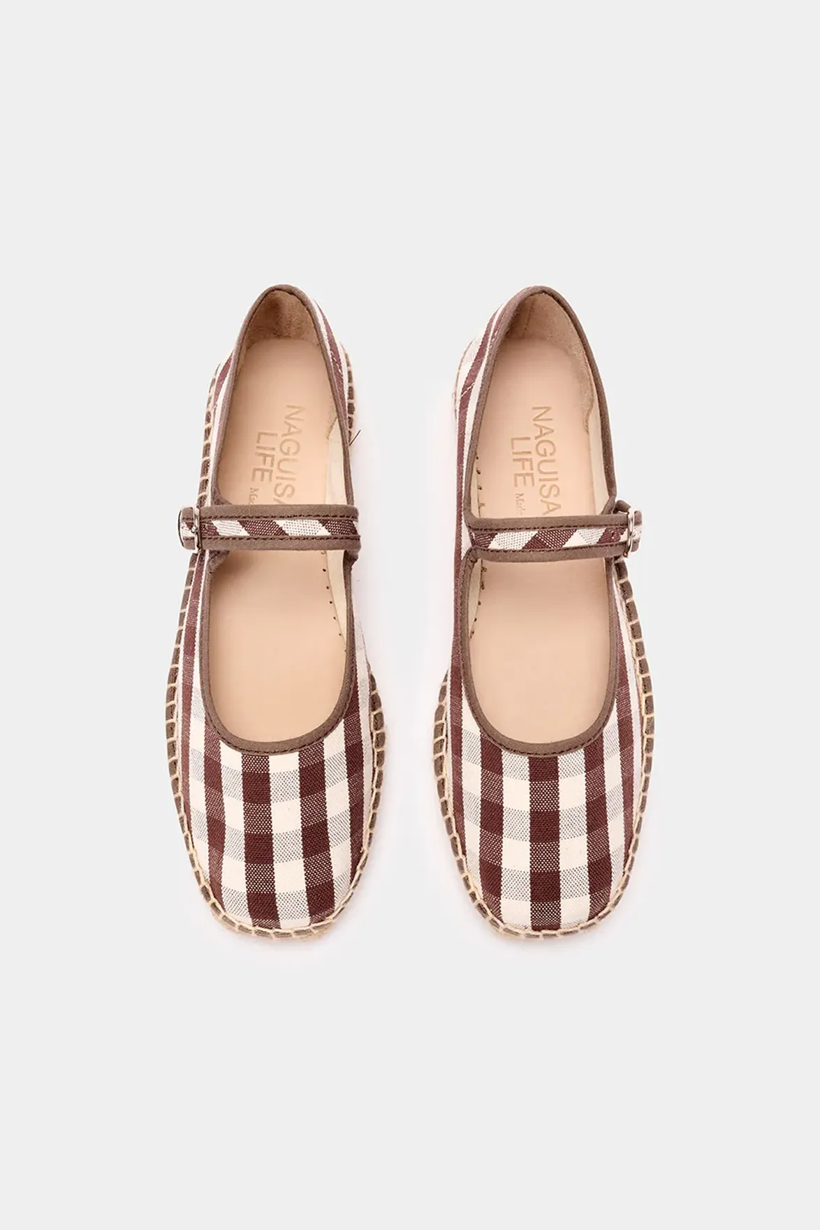 Naguisa Peonia Brown Check Mary Janes