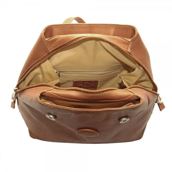 Piel Leather Flap Over Button Backpack