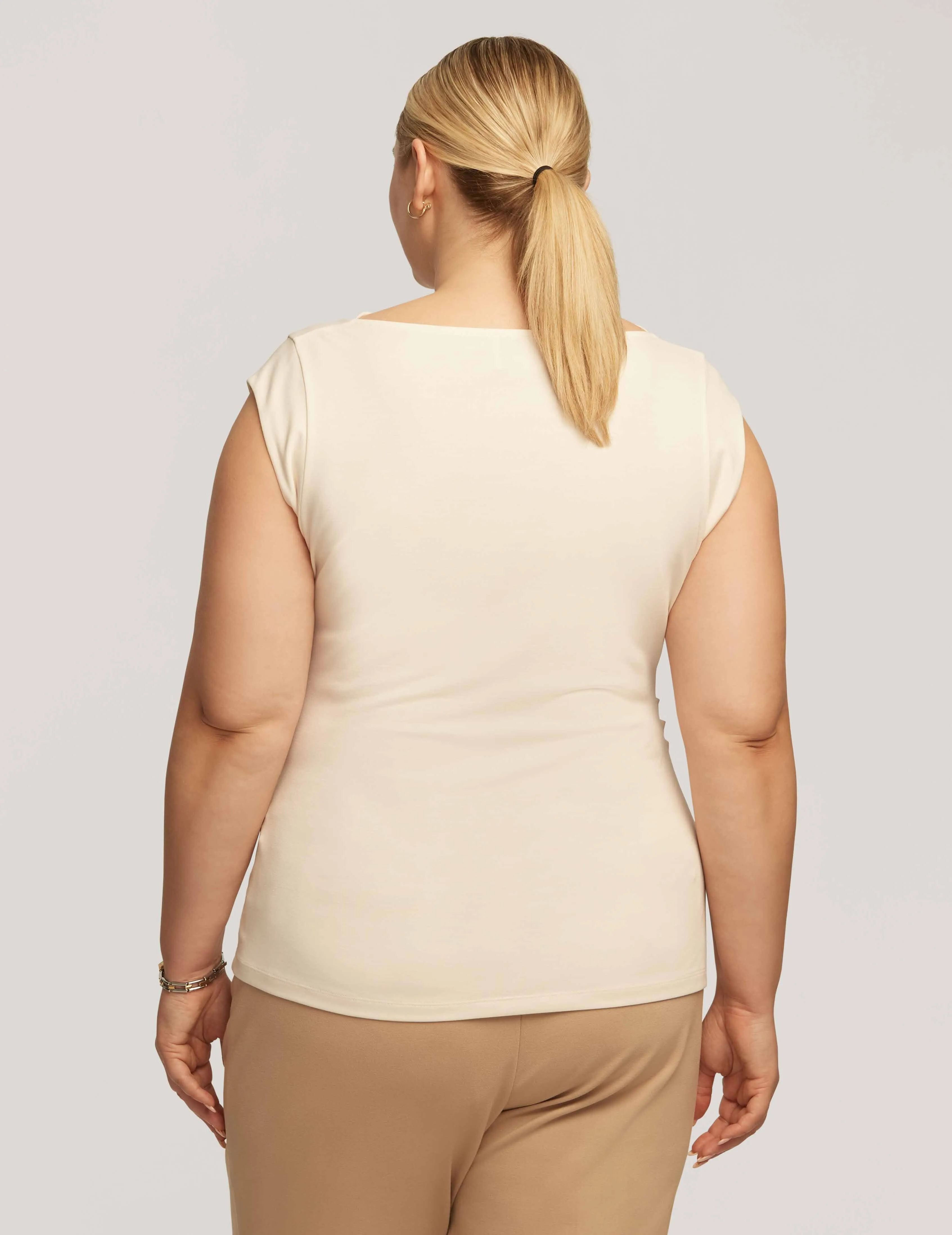 Plus Size Cap Sleeve Cowl Neck Top - Sale