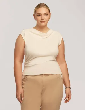 Plus Size Cap Sleeve Cowl Neck Top - Sale