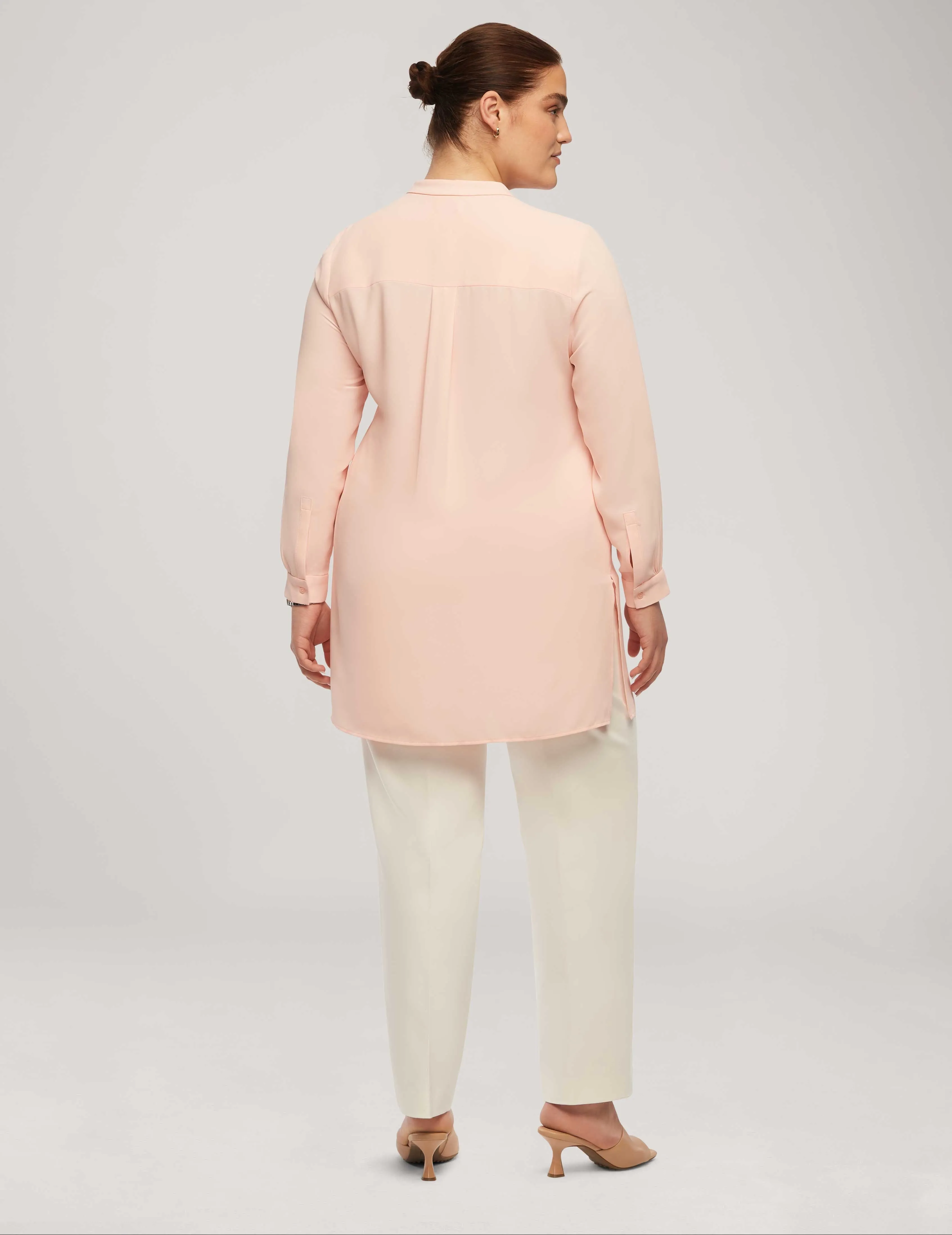 Plus Size Long Sleeve Popover Blouse - Sale