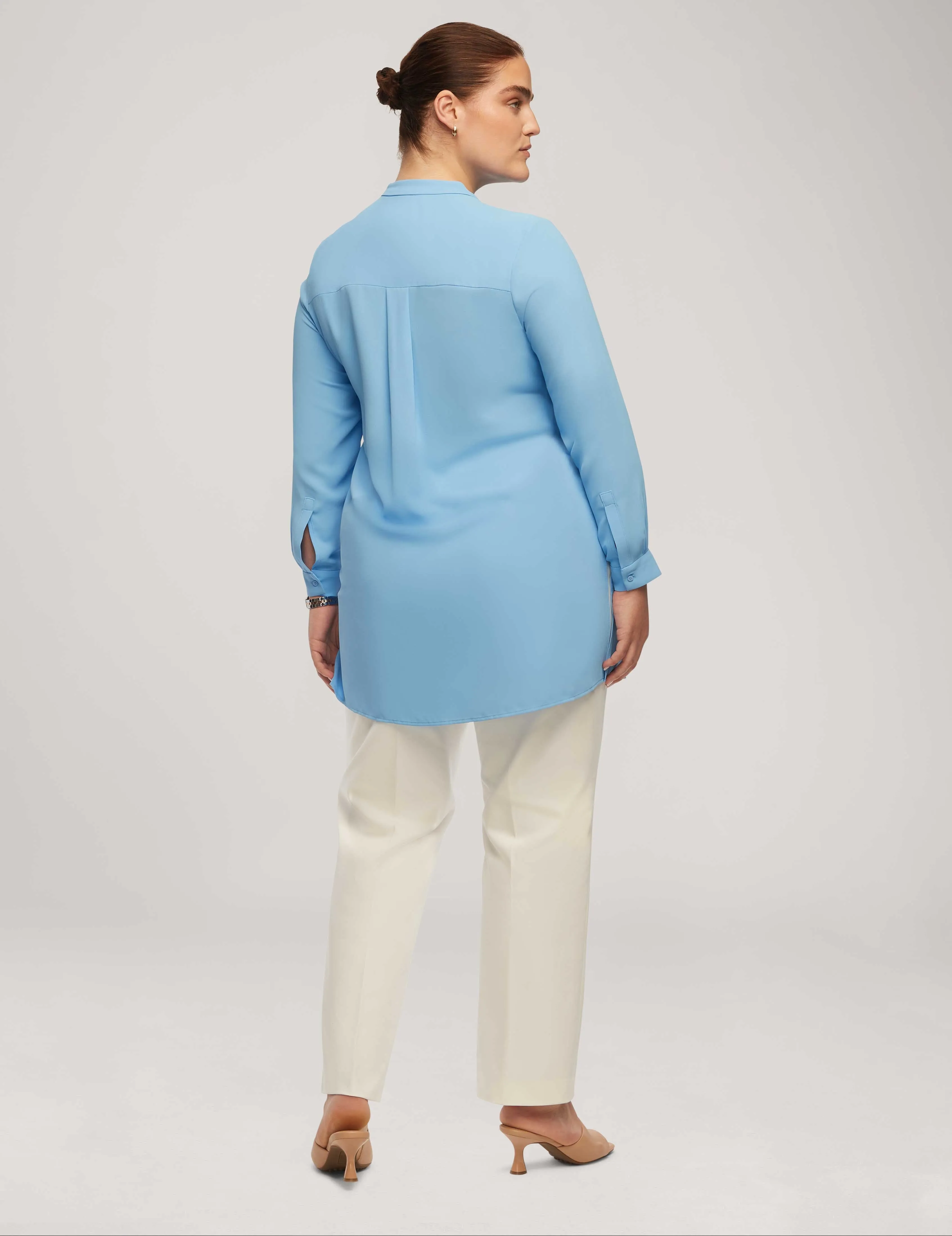 Plus Size Long Sleeve Popover Blouse - Sale