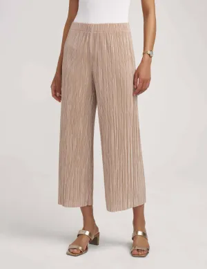 Pull On Pleated Knit Wide Leg Crop- Sale