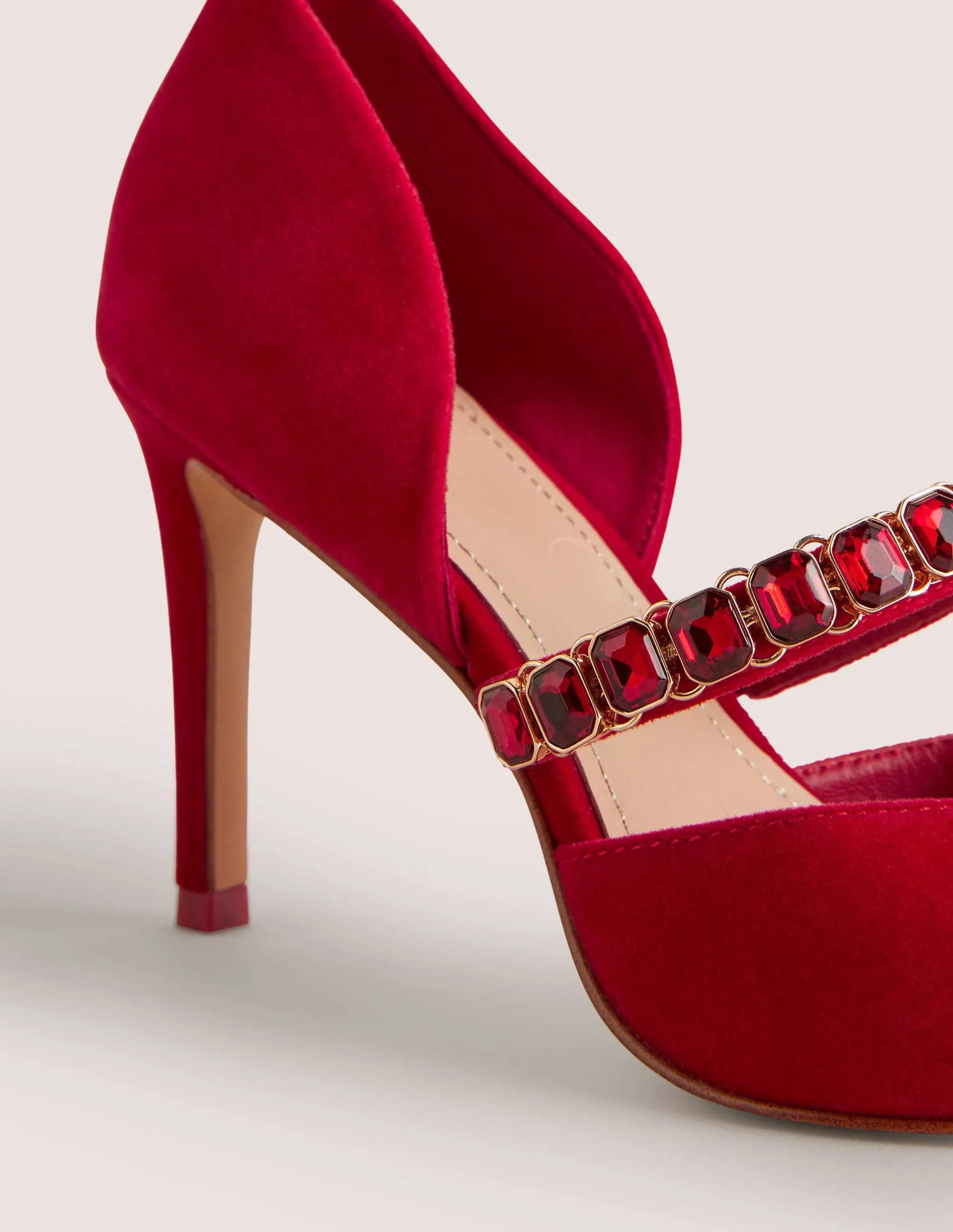 Red Crystal Strap Heeled Courts-Poinsettia