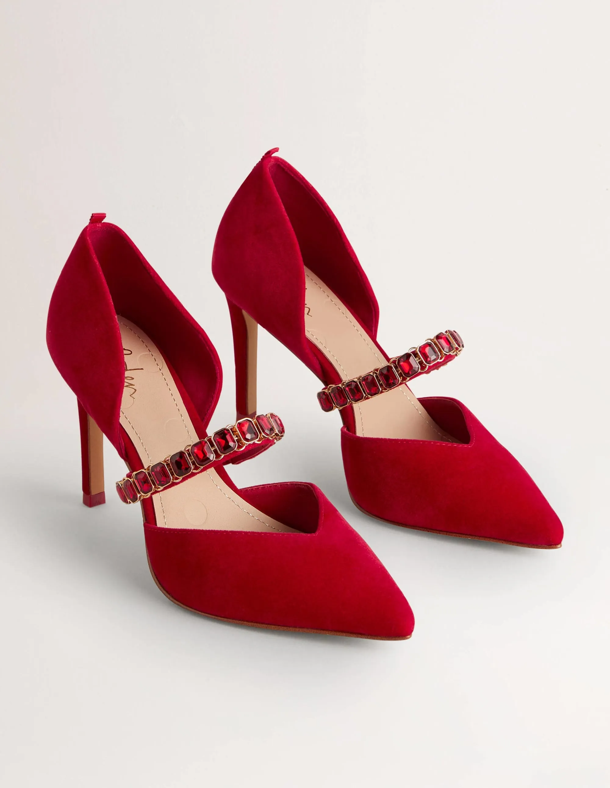 Red Crystal Strap Heeled Courts-Poinsettia