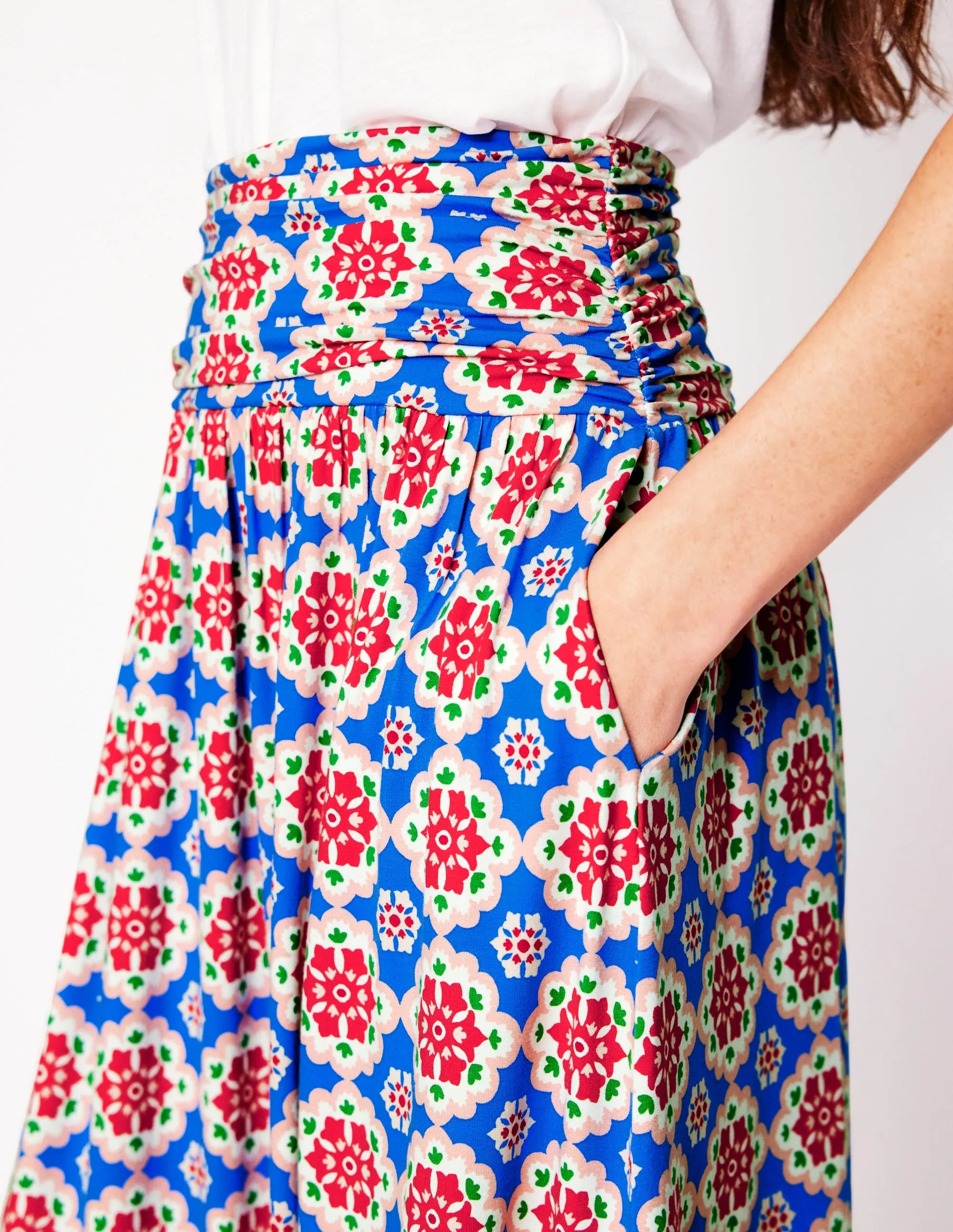Rosaline Jersey Skirt-Cerulean Blue. Bloom Geo