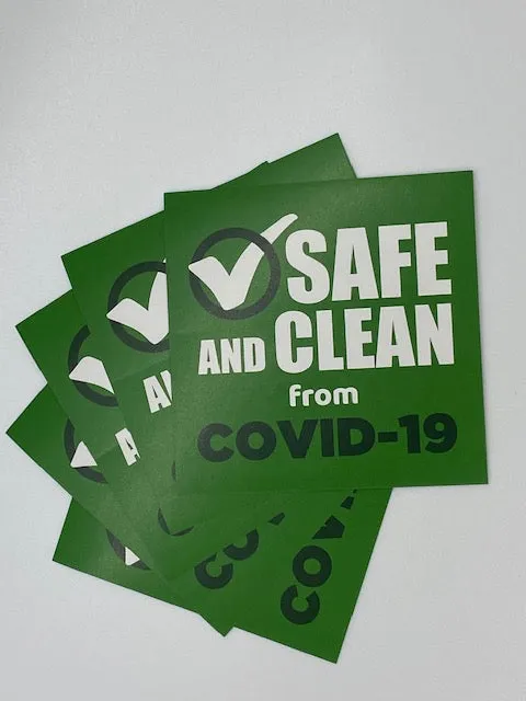 Safe and Clean from Covid-19 Stickers *100 Count*