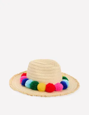 Straw Hat-Multi Pom