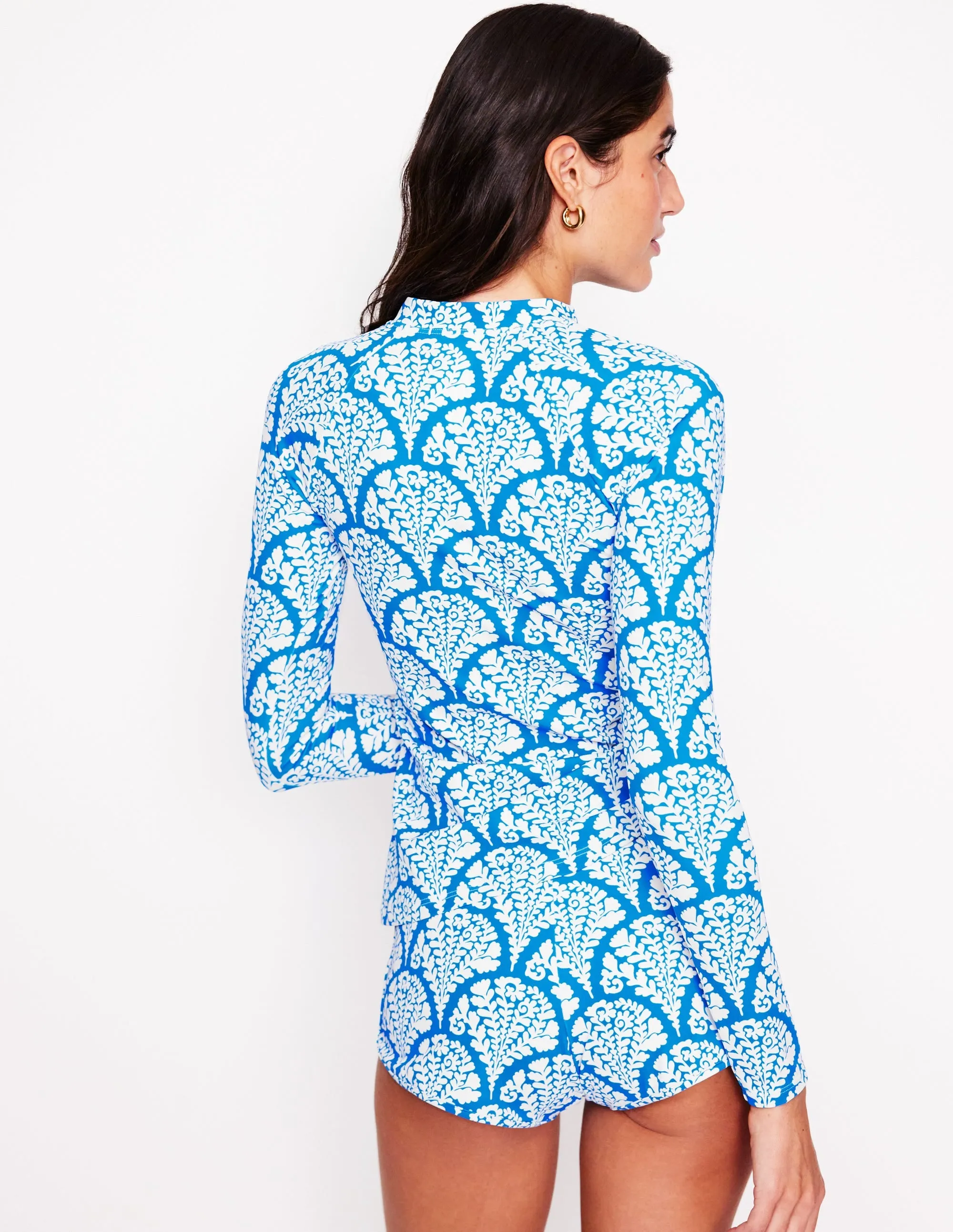 Sun Safe Raglan Rash Vest-Bright Blue. Blossomy