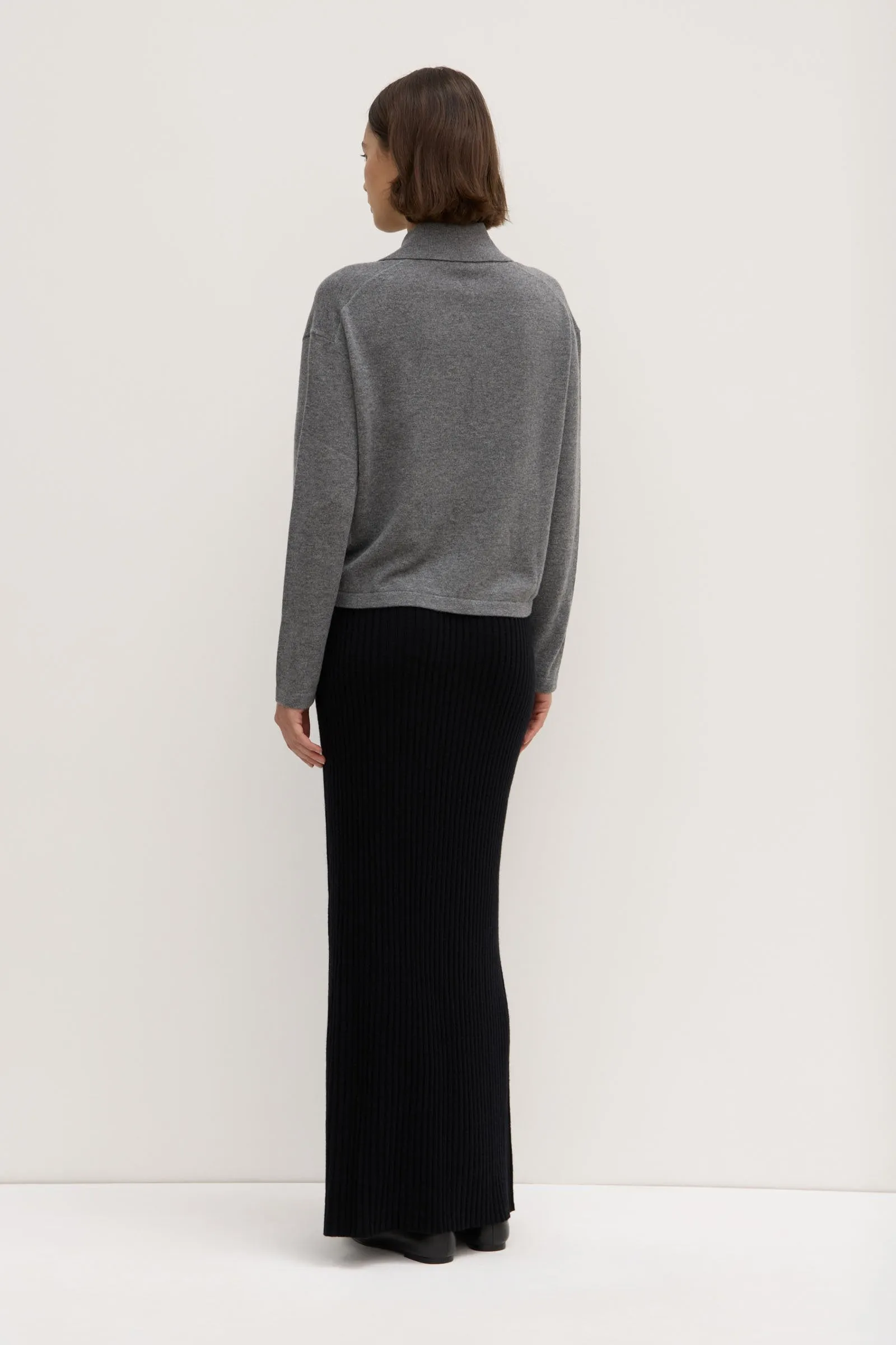 Wool Cashmere Rib Maxi Skirt