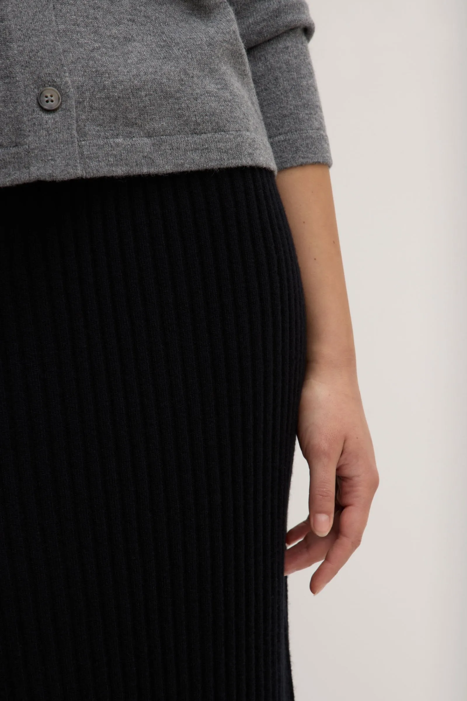 Wool Cashmere Rib Maxi Skirt